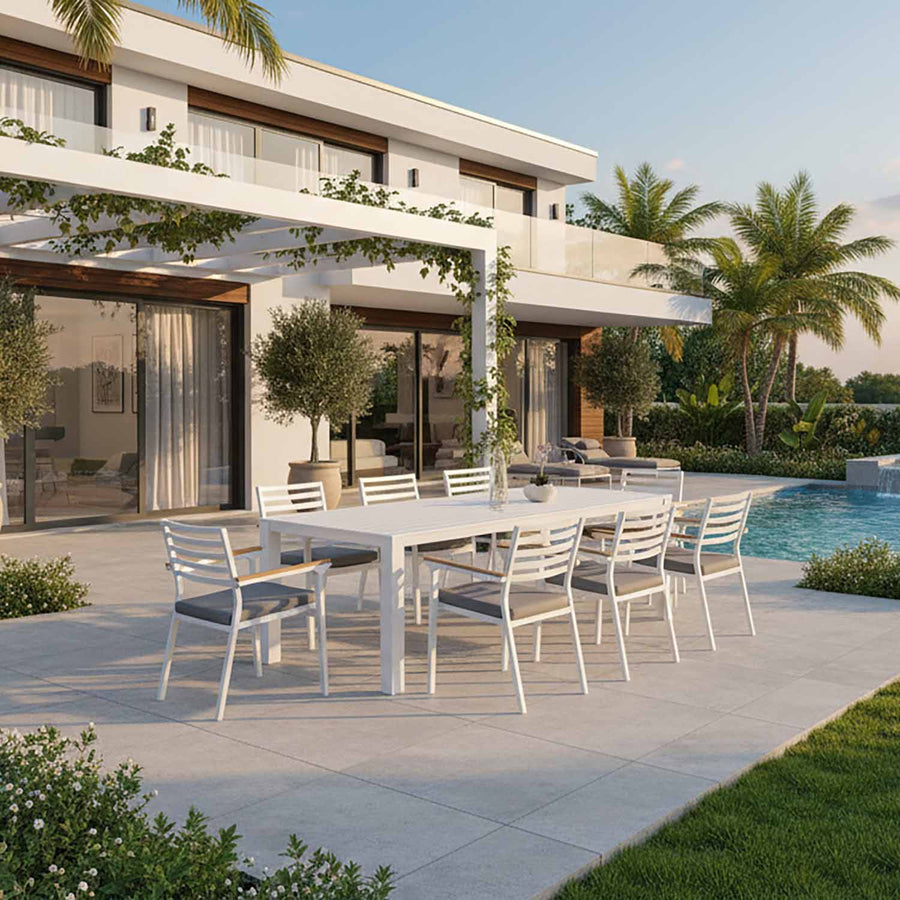Vernon 220 cm Table Lotus Chair Outdoor Dining Setting