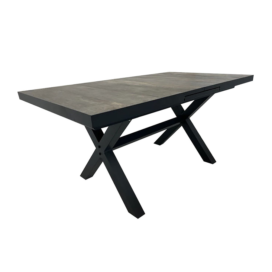 Black ceramic extendable outdoor dining table from the &
