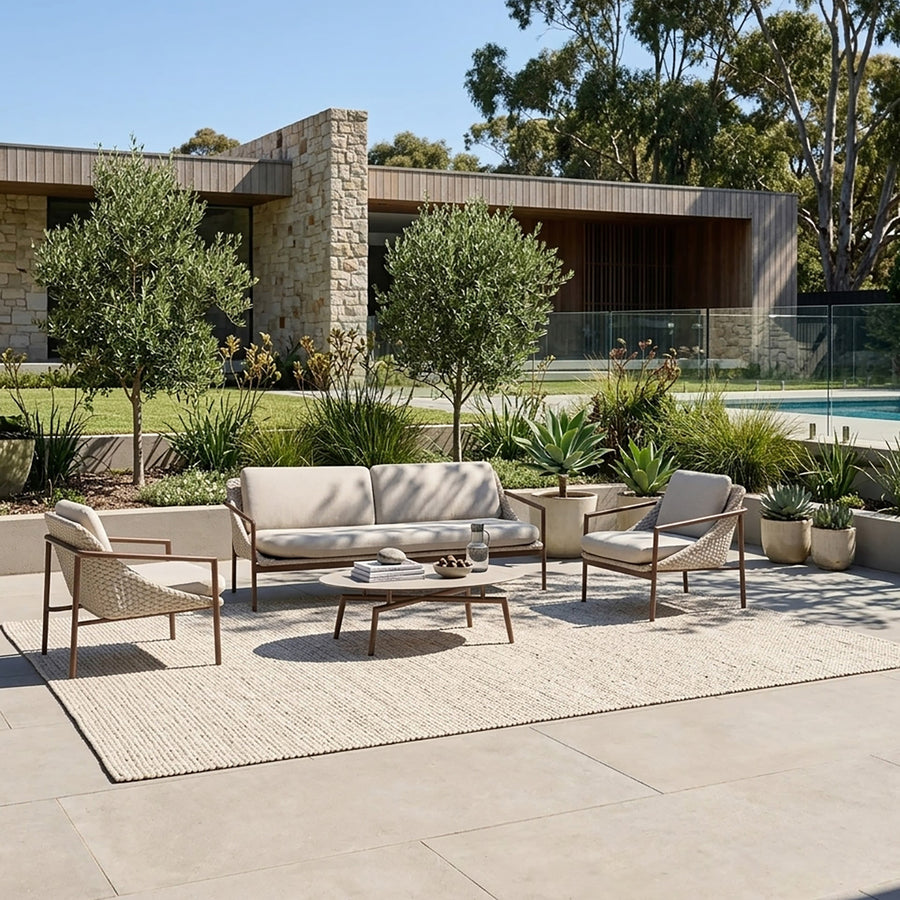 Adeline Rope Outdoor 5 Seater Lounge Setting with Coffee Table 114 cm