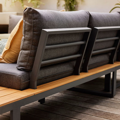 Alpha Lounge Setting in charcoal colour, Hannover Outdoor Aluminium Corner Lounge Outdoor Furniture Outdoor Lounge with 3-seater sofa, 2-seater sofa, and coffee table