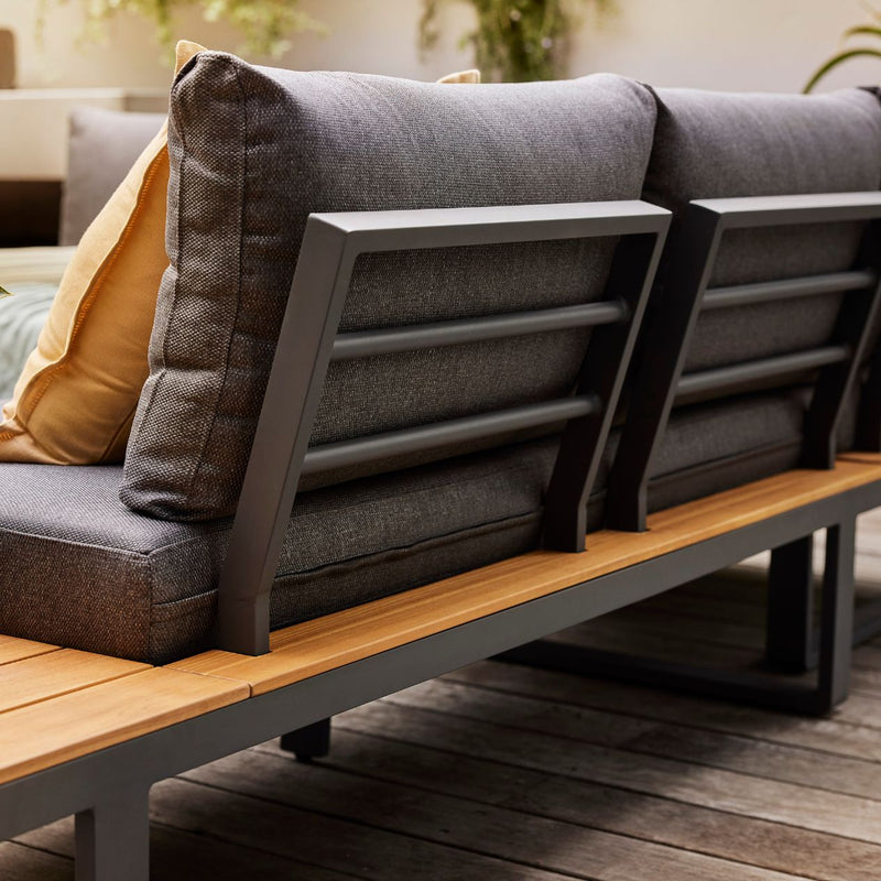 Alpha Lounge Setting in charcoal colour, Hannover Outdoor Aluminium Corner Lounge Outdoor Furniture Outdoor Lounge with 3-seater sofa, 2-seater sofa, and coffee table