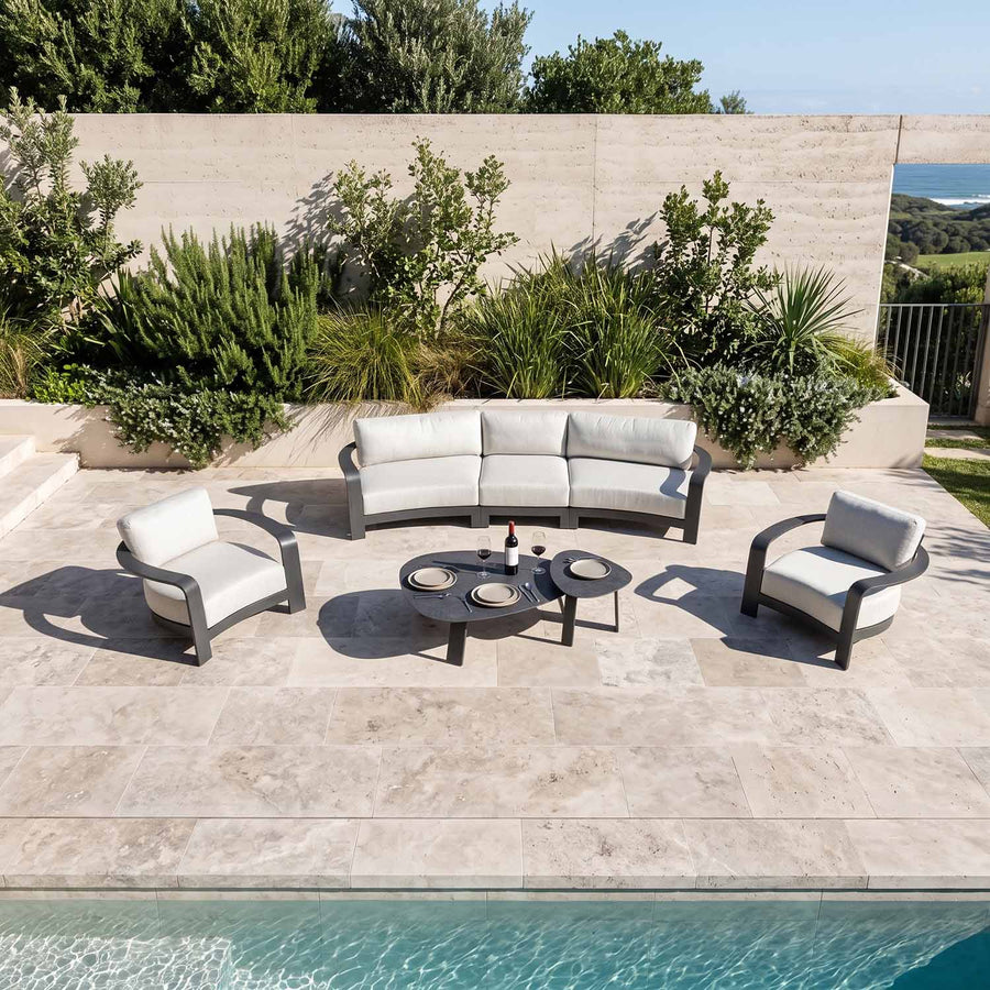 Genova 5 Seater Aluminium Outdoor Lounge Setting With Coffee Table