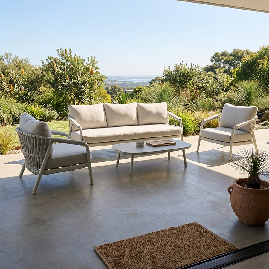Oakland 5 Seater Rope Outdoor Lounge with Coffee Table 120 cm