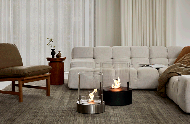 EcoSmart Fire Pit Lite Series in Stainless Steel and Black Marble Colours Indoor - Remarkable Furniture