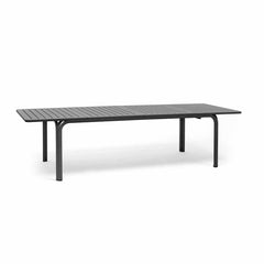 Black 210/280 cm Nardi Alloro Resin Extension Dining Table, ideal for alfresco furniture setups, displayed on a plain white background, viewed from a front angle.