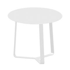 57 cm white round aluminium 'Apollo' outdoor side table displayed on a plain white background, viewed from a front angle.