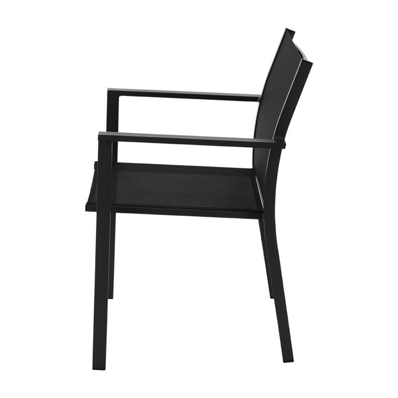 April Dining Chairs, aluminium outdoor dining furniture, outdoor chairs in charcoal, stackable for storage, on a white background.