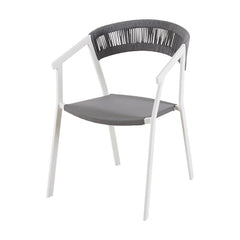 Auto Dining Chair in rope or twist wicker, available in charcoal/white, lightweight for outdoor furniture