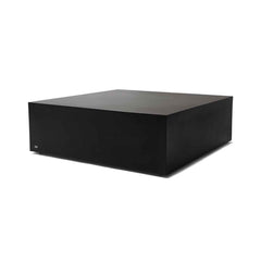 100 cm square-shaped outdoor concrete coffee table in black. This is one of the many concrete table options from our 'Blinde' range. The coffee table is displayed on a plain white background, viewed from a front angle.