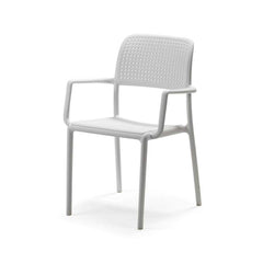Nardi Bora chair in resin, waterproof, available in armchair/armless, in white/anthracite/light brown