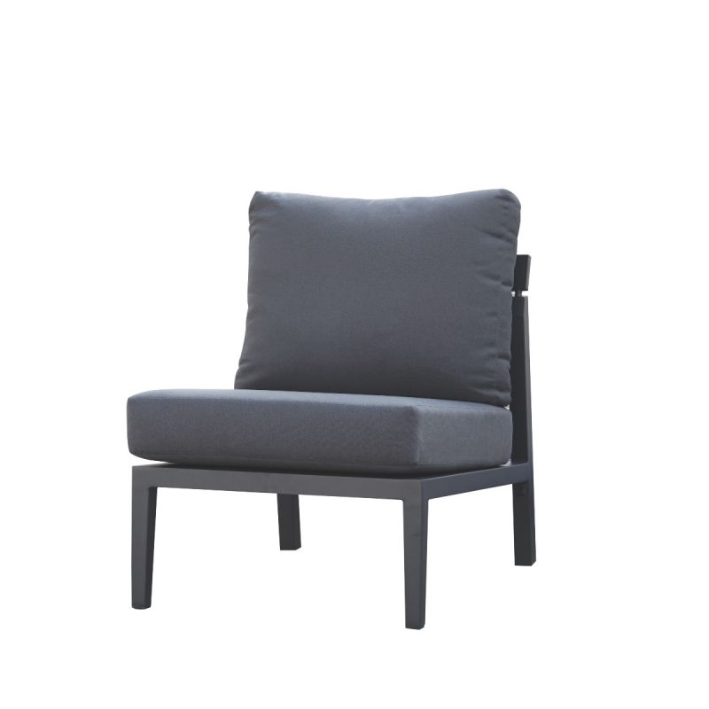 Bradford aluminium outdoor furniture, a sleek gray sofa with a pillow, perfect as outdoor balcony furniture in Australia&