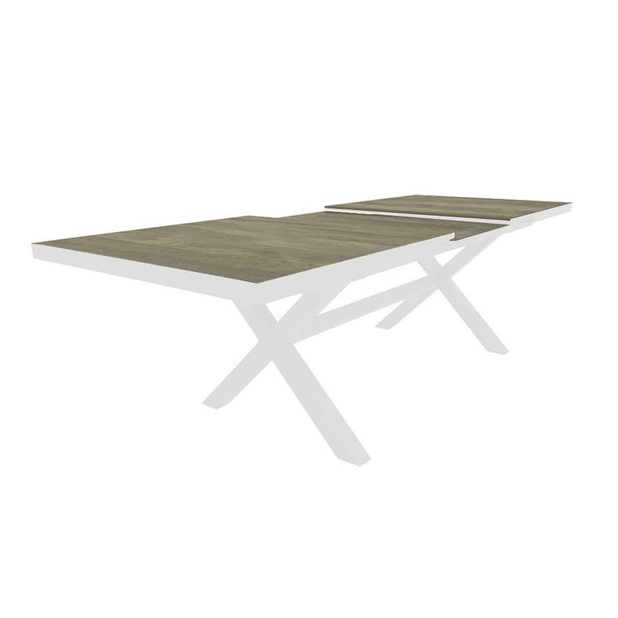 White 201/261 cm extendable ceramic outdoor dining table from the &