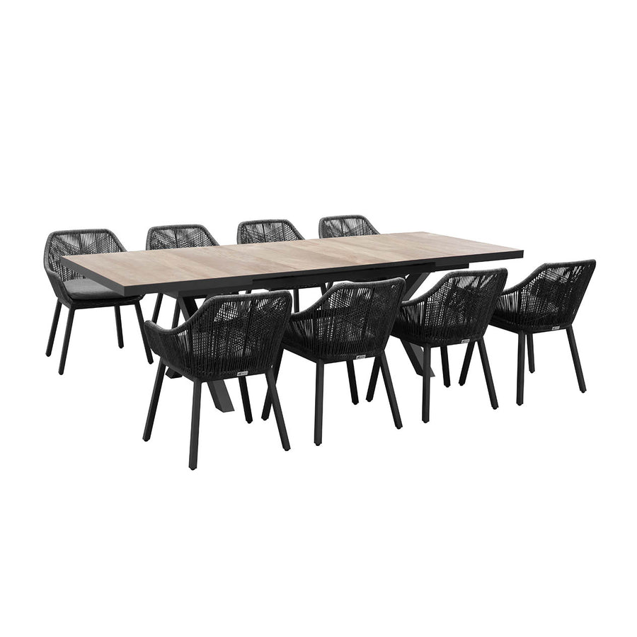 Clifton Creamic Table String Chair Outdoor Dining Setting