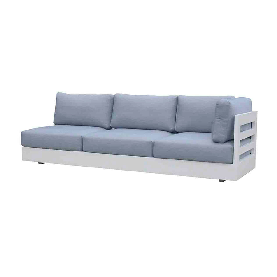 A modern, minimalist 3-seater armless modular outdoor sofa against a plain white background.