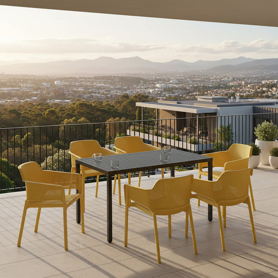 Nardi Cube 140 cm Table Net Chair Outdoor Dining Setting