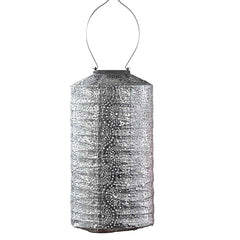 Grey cylindrical 'Lumiz' 'Cylinder' outdoor lantern, great for bringing light to outdoor living areas, displayed on a plain white background, viewed from the front.