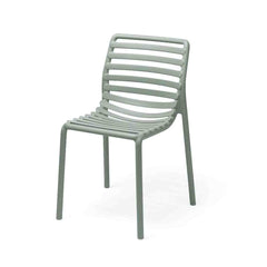 Mint-green resin Nardi Doga outdoor dining chair, perfect for alfresco furniture setups, displayed on a plain white background, viewed from a front angle.