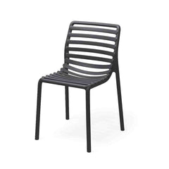Black resin Nardi Doga outdoor dining chair, perfect for alfresco furniture setups, displayed on a plain white background, viewed from a front angle.