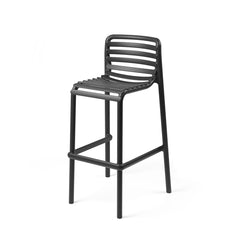 Black resin Nardi Doga bar stool displayed on a plain white background, viewed from a front angle.