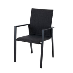 Black Eden aluminium outdoor dining furniture chair, a durable outdoor chair on a white background.