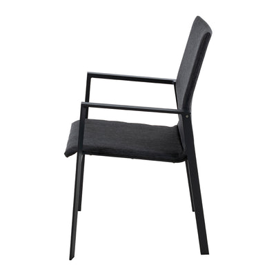 Black Eden aluminium outdoor dining furniture chair, a durable outdoor chair on a white background.