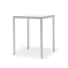 90 cm white aluminium & ceramic 'Ella' square bar table, perfect for alfresco furniture setups, displayed on a plain white background, viewed from a front angle.