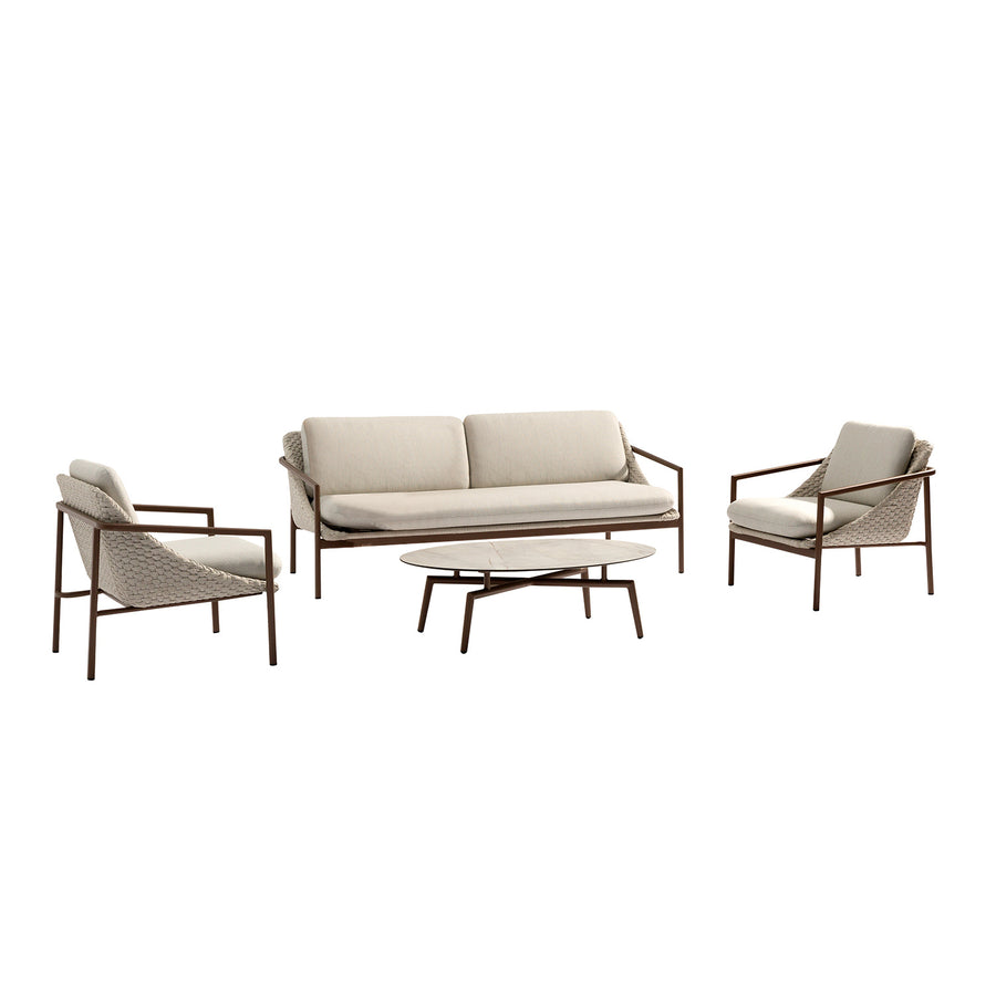Adeline Rope Outdoor 5 Seater Lounge Setting with Coffee Table 114 cm