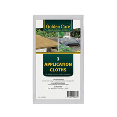 A packet of Golden Care Outdoor Applications Cloths for Applying Preventers, made for outdoor furniture setups, is displayed on a plain white background.