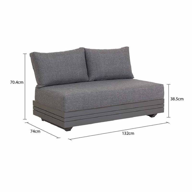 2-seater Sofa Hannover outdoor lounge in charcoal/white, colorfast fabric, outdoor furniture