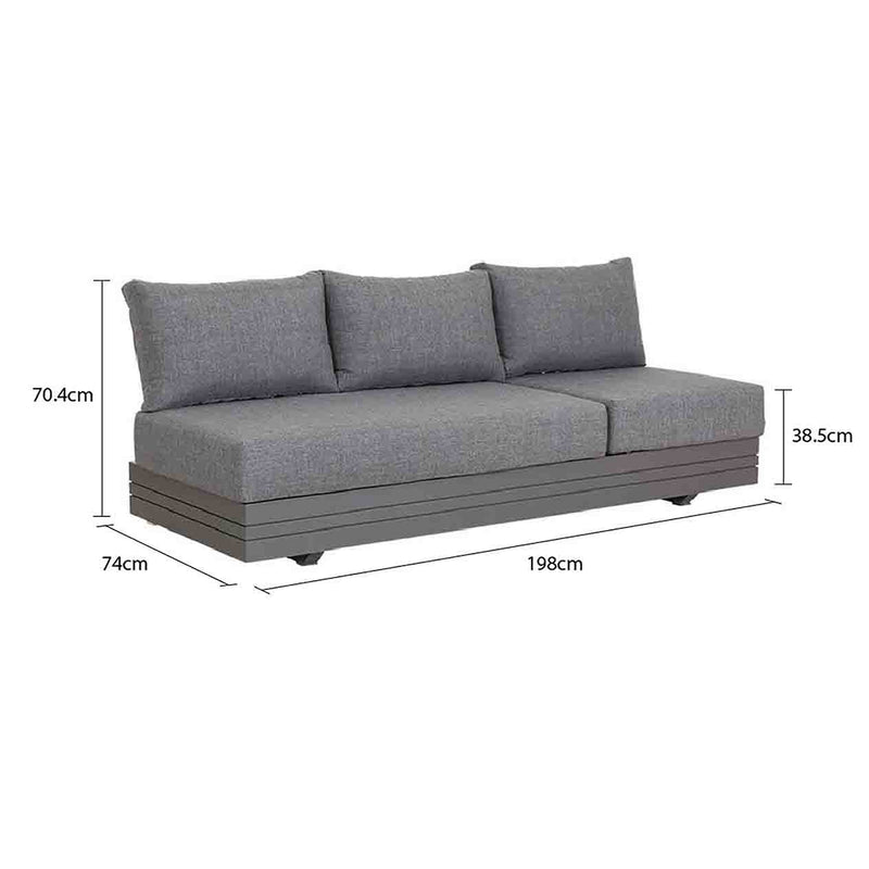 3-seater Sofa Hannover outdoor lounge in charcoal/white, colorfast fabric, outdoor furniture
