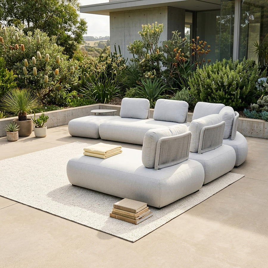 Iowa 6 Seater Outdoor Upholstered Modular Lounge Setting