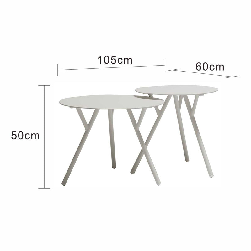 Aluminium outdoor furniture, Iowa coffee table set in light grey hue, perfect for outdoor dining furniture setup
