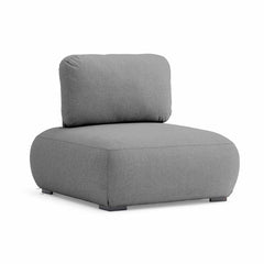 Dark-grey luxury 'Iowa' upholstered outdoor sofa, great for enhancing outdoor living, displayed on a plain white background, viewed from a front angle.