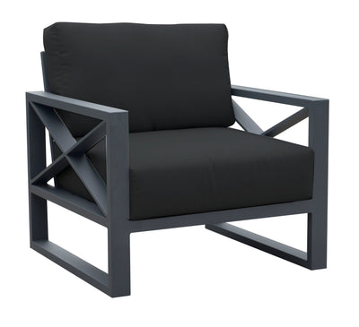 Charcoal aluminium outdoor lounge chair from Linear Lounge collection, perfect outdoor furniture for festive configurations.