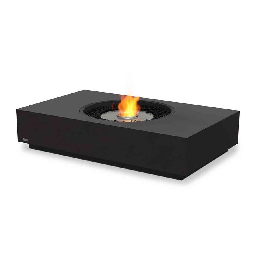 Black rectangular EcoSmart Martini outdoor firepit displayed on a plain white background, viewed from a front angle.