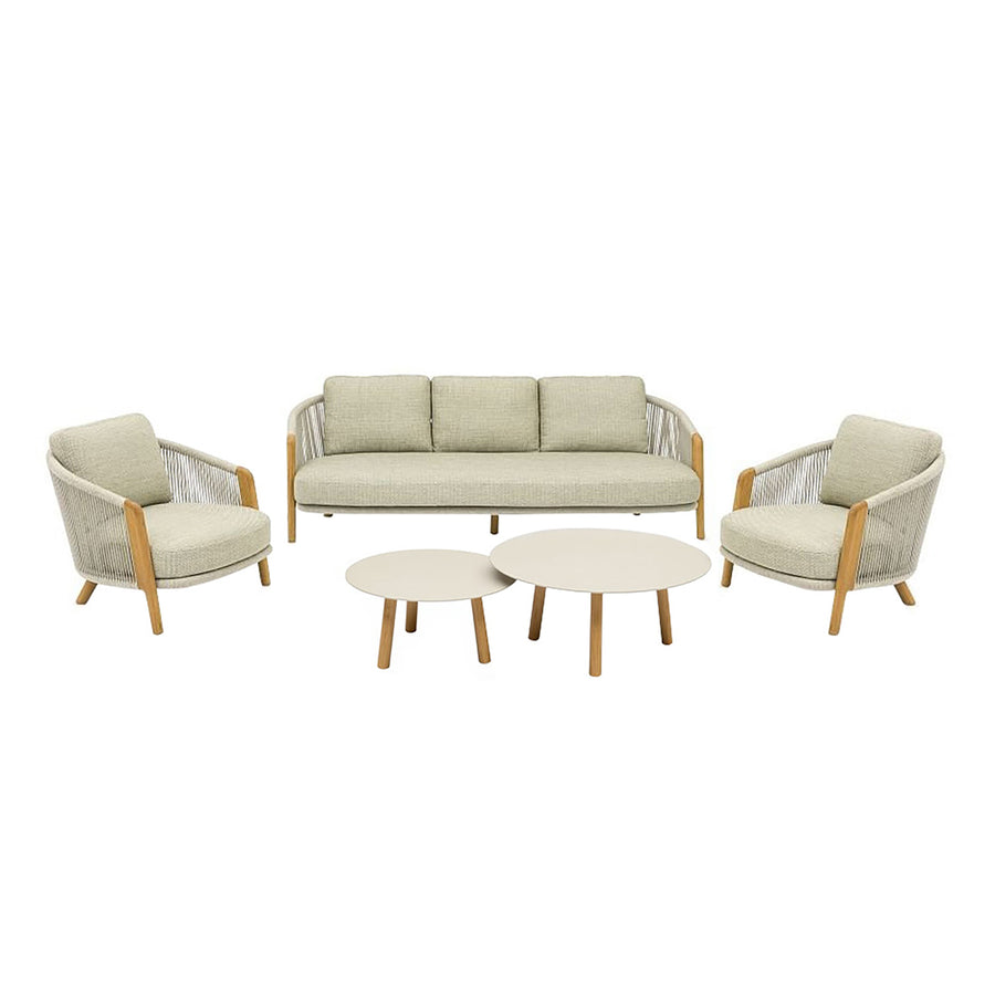 Milano 5 Seater Outdoor Teak and Rope Lounge With Coffee Table Set