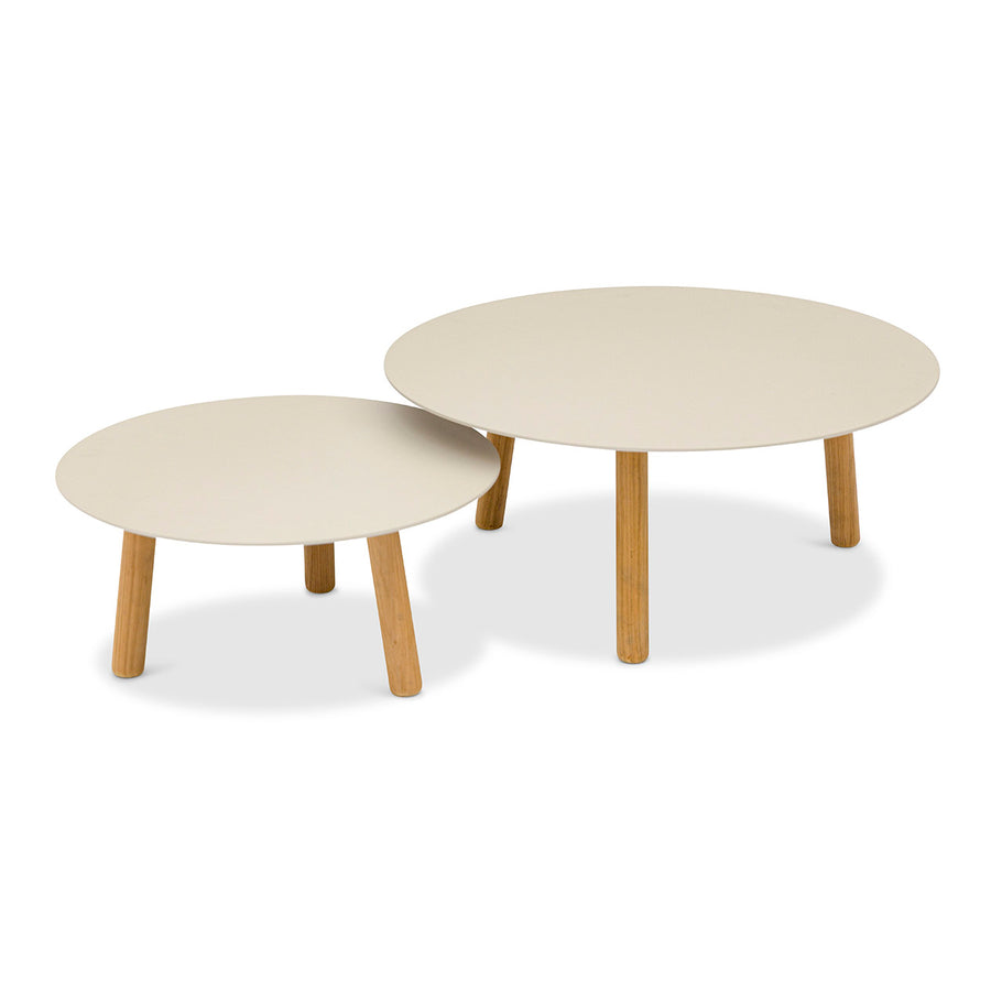 Milano Outdoor Aluminum and Teak Coffee Table Setting