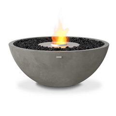 Circular grey EcoSmart Mix850 firepit set against a plain white background, perfect for modern outdoor furniture settings.