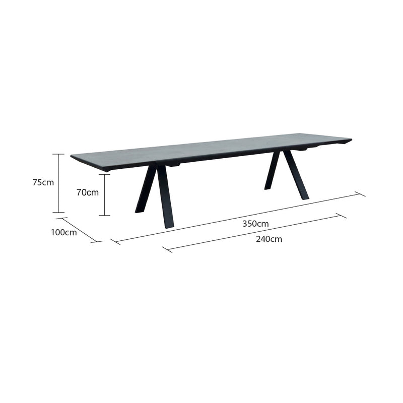 Neverland Outdoor Ceramic Extension Dining Table 240/350 cm