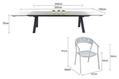 Neverland Extension Table Auto Rope Chair Outdoor Dining Setting