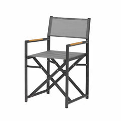 Dark grey aluminium 'Largo' outdoor director chair, displayed on a plain white background, viewed from a front angle.