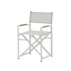 White aluminium 'Largo' outdoor director chair, displayed on a plain white background, viewed from a front angle.