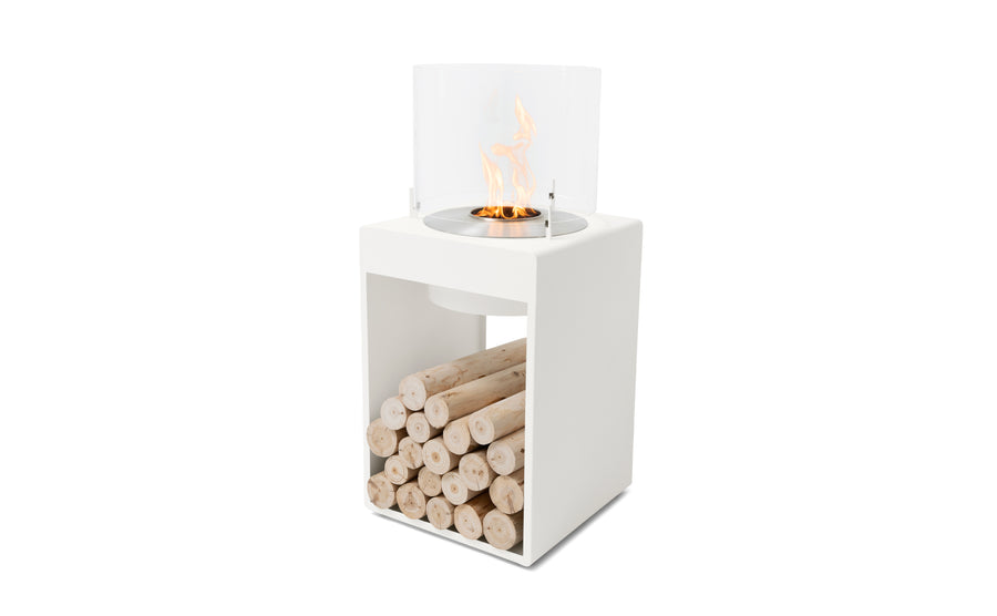 Black Ecosmart Pop 8T Outdoor Firepit displayed on a plain white background, viewed from a front angle.