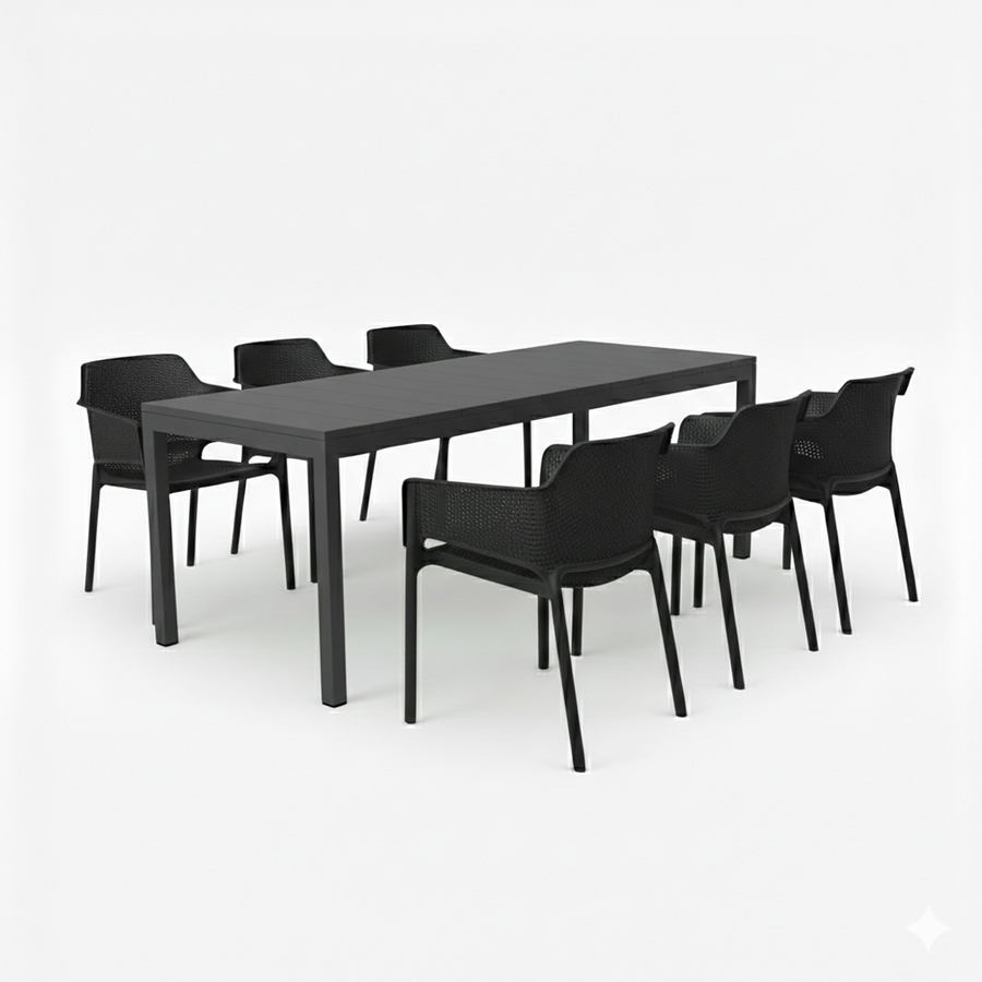 Nardi RIO 140/210 Table Net Chair Outdoor Dining Setting