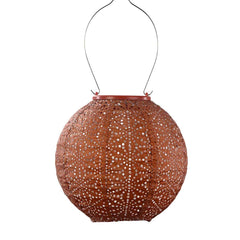 Red spherical 'Lumiz' 'R20' outdoor lantern, great for bringing light to outdoor living areas, displayed on a plain white background, viewed from the front.