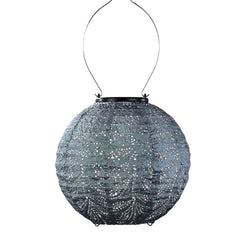Blue spherical 'Lumiz' 'R20' outdoor lantern, great for bringing light to outdoor living areas, displayed on a plain white background, viewed from the front.
