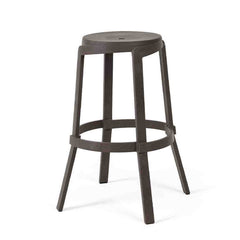 Stack Maxi Bar Stool by Nardi, a durable outdoor furniture piece, perfect as outdoor stools or outdoor balcony furniture. A terra dark brown colour resin stool on a white background.