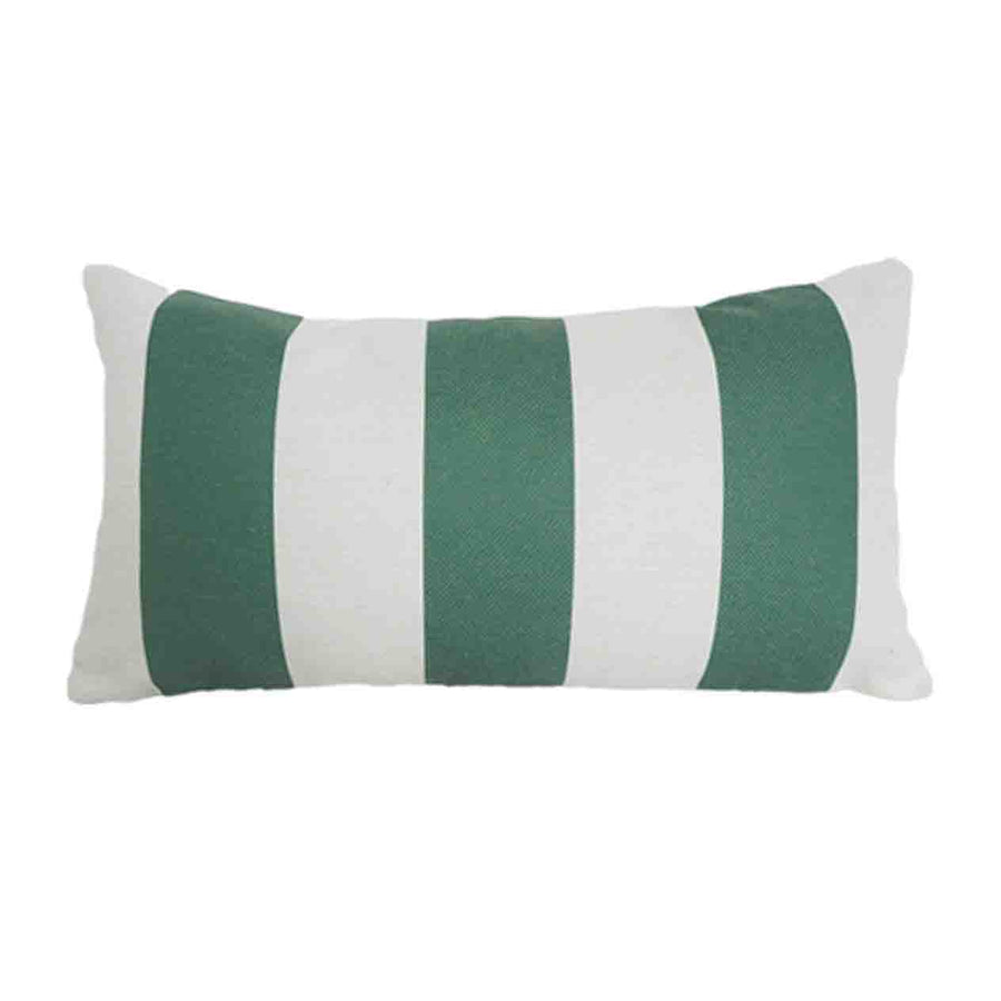 Teal & white 45 cm Stripe Outdoor Scatter Cushion, ideal for outdoor furniture setups, displayed on a plain white background, viewed from the front.