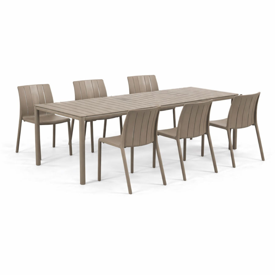 Nardi Tevere 147/211 Table Tiberina Armless Chair Outdoor Dining Setting