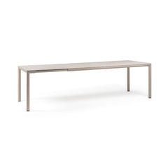 Light-brown Nardi Tevere outdoor extension dining table, ideal for alfresco furniture displayed on a plain white background, viewed from a front angle.